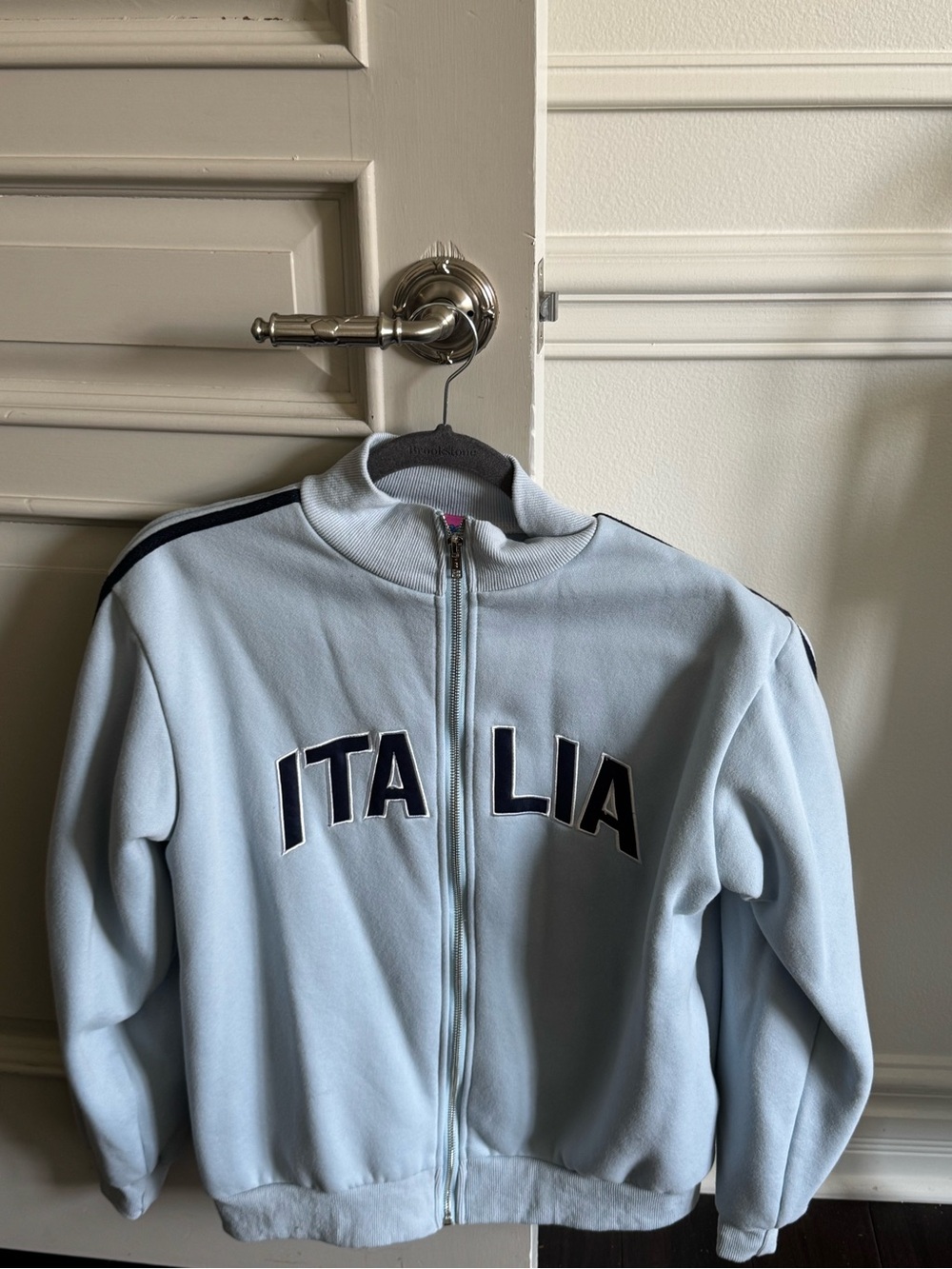 Edikted Light Blue & Navy Italia Varsity Jacket